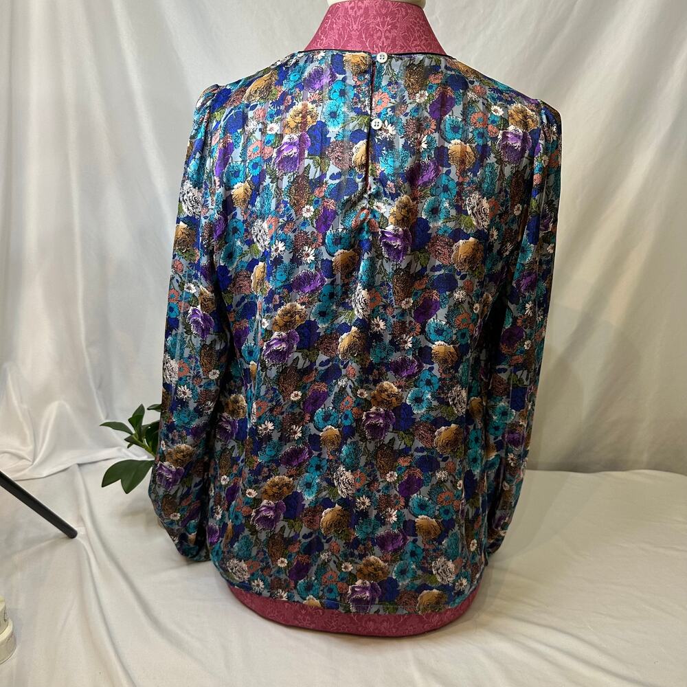 Vintage 1980s Nicola Blouse Delicate Glam with Shoulder Pads Size 10/M - Picture 2 of 7